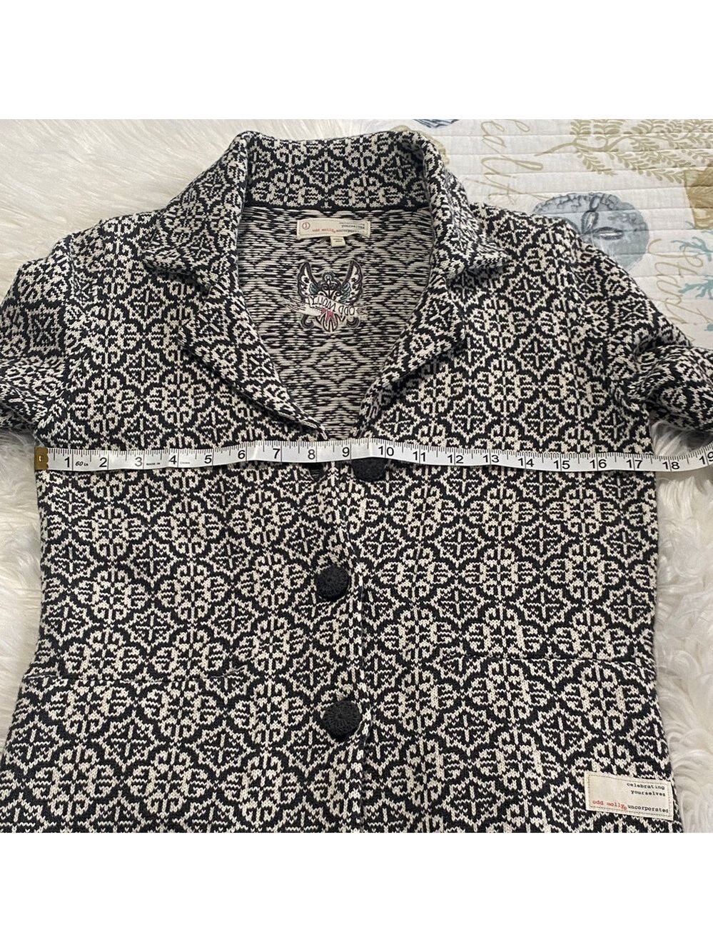 Odd Molly Black and White Patterned Blazer BNWoT - Picture 6 of 9